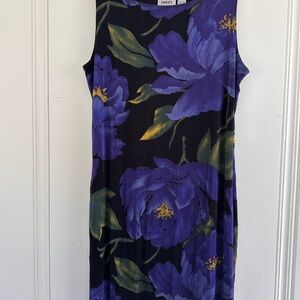 Vintage Chico’s Travelers Purple & Black Floral Dress